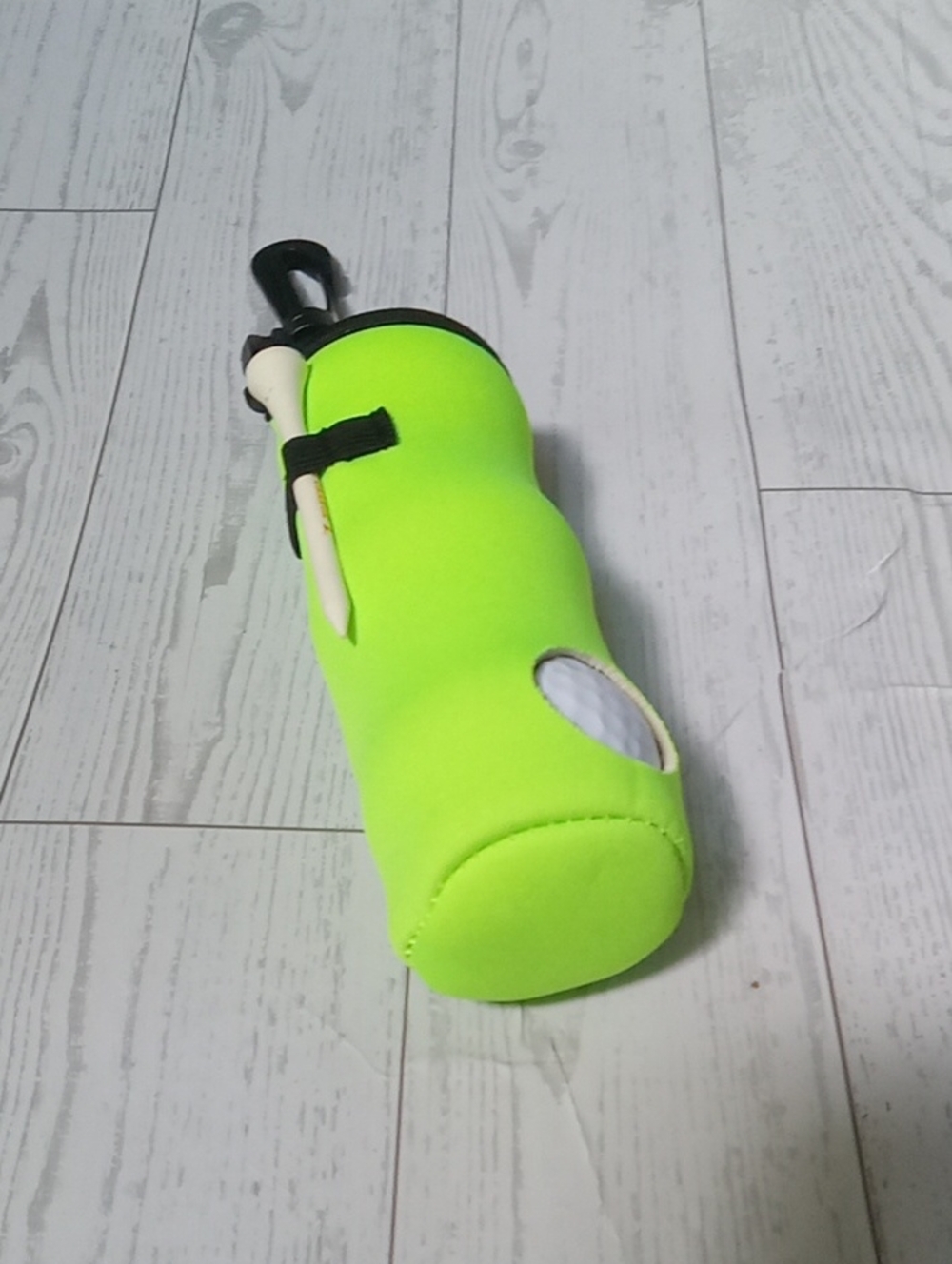 Neon Green Golf Ball Carrier Pouch w/ Tee Holder & Clip